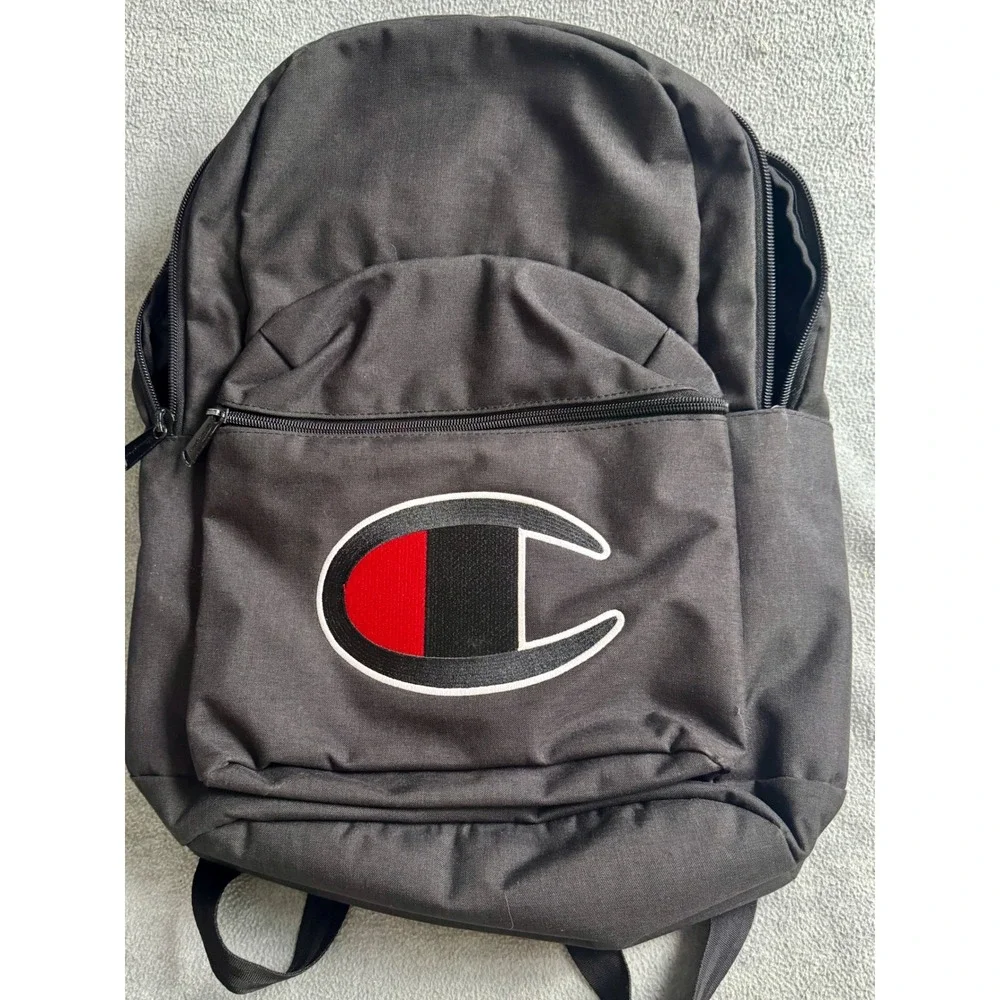 Champion Supercize Backpack Black Big C Logo Canvas School Bookbag Mens Womens